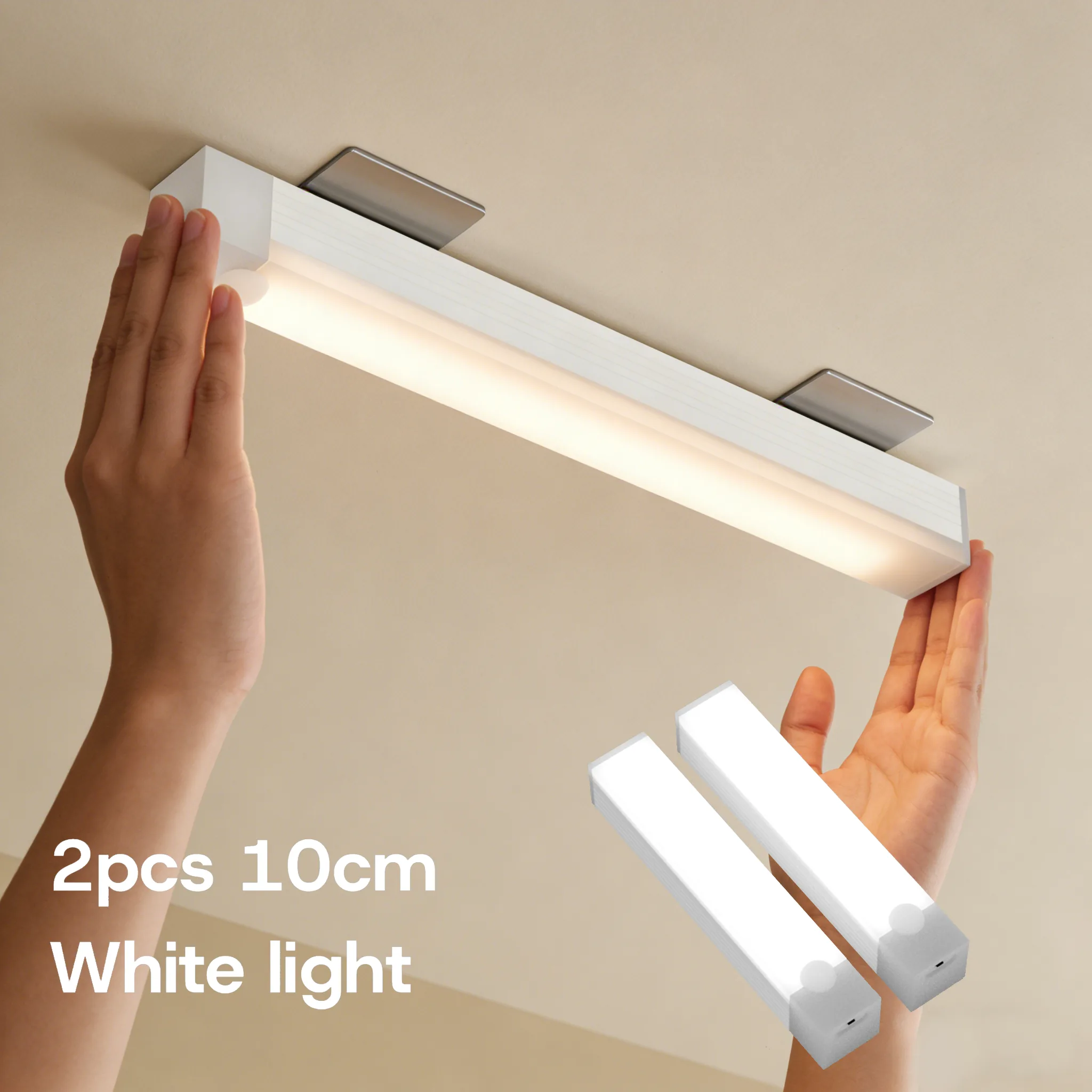Cool white 10 cm 2-pack light bars shown with a 2-piece inset