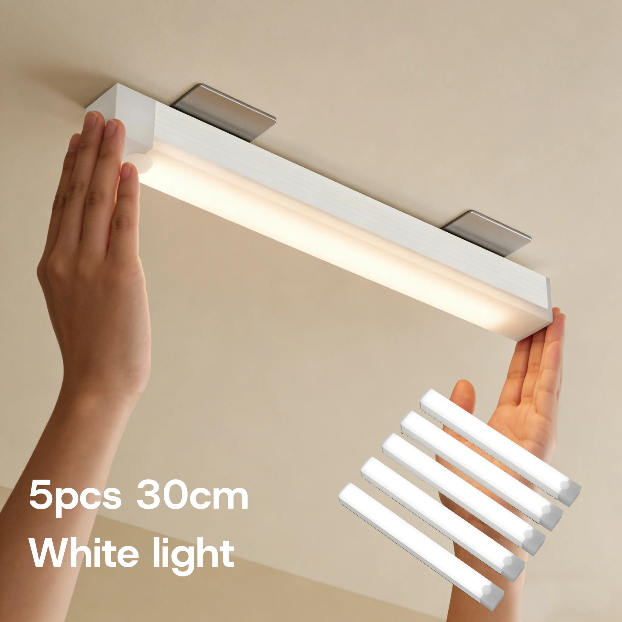 Cool white 30 cm 5-pack light bars shown with a 5-piece inset